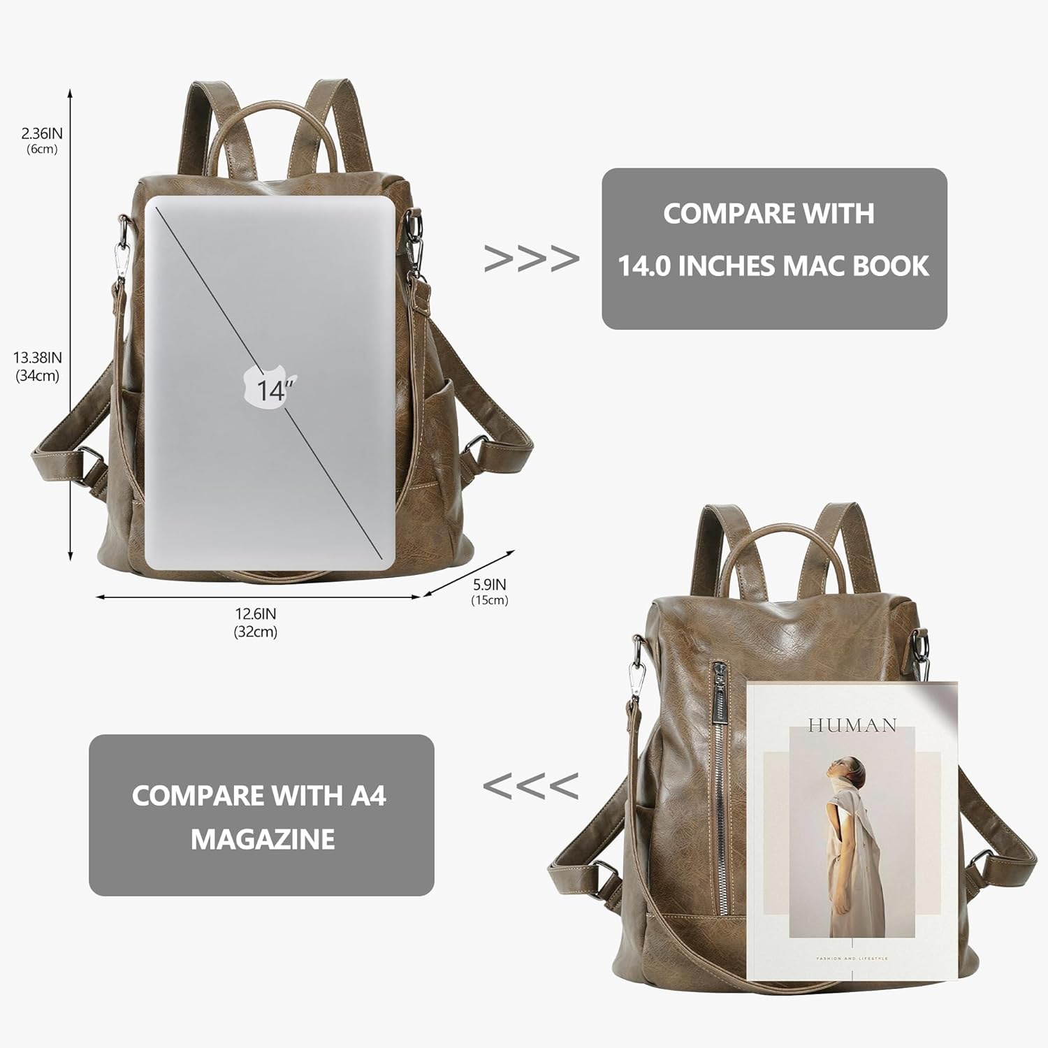 Women Backpack Purse PU Leather Anti-theft Casual Shoulder Bag Fashion Ladies Satchel Bags - Image 5