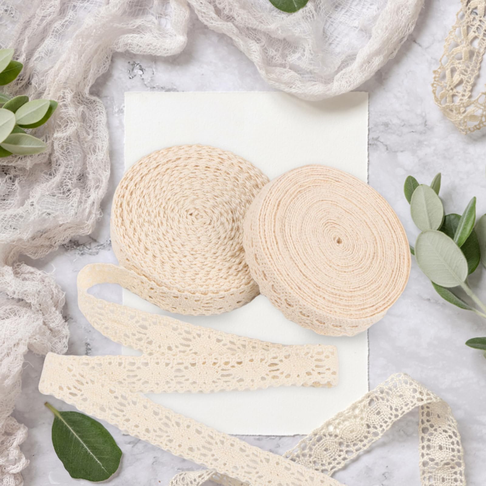 5 Rollen Spitzenband Creme Vintage - 25m Spitzenborte Für Nähen & Deko