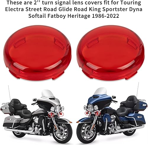 Miniatura 6 de PSLER Tapas de lente de luz de señal de giro para motocicleta, lentes de 2 pulgadas para Touring Electra Street Road Glide Road King Sportster Dyna