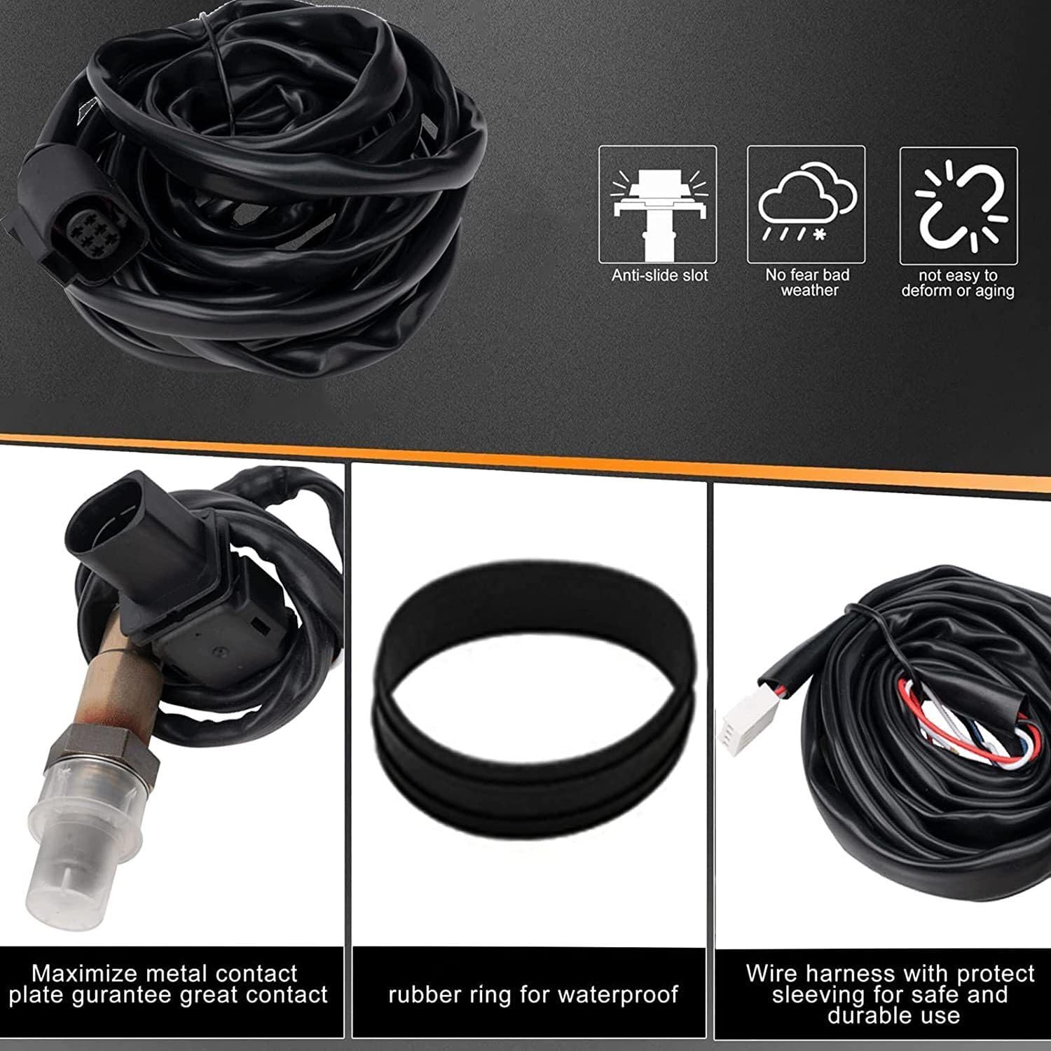 1 Racing 30-4110 AFR 52 mm Large Bande O2 UEGO Contrôleur Jauge de Rapport Air/Carburant AFR avec Capteur D'Oxygène 4.9LSU 0258017025 Accessoires de Remplacement