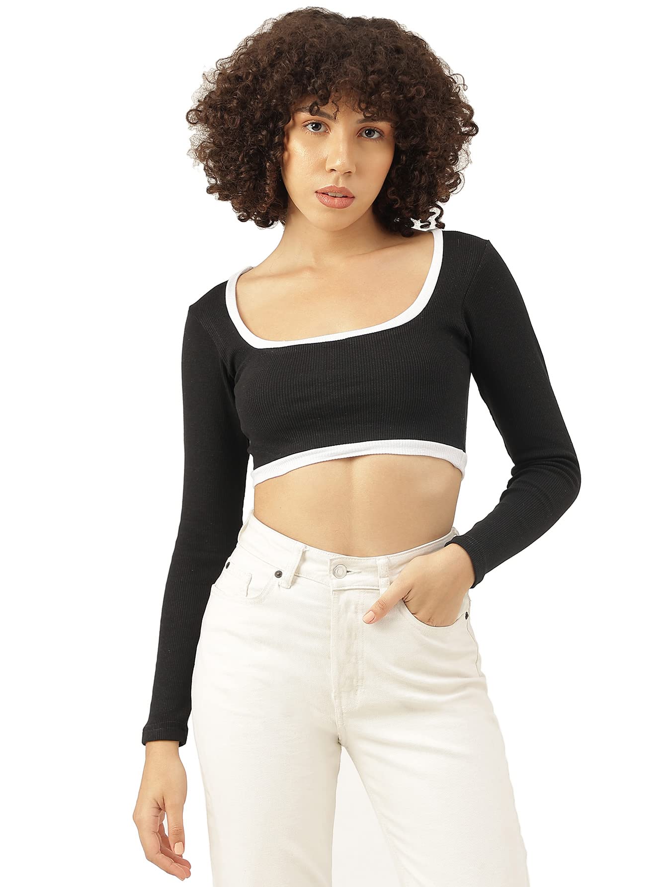 AahwanWomen's & Girls' Solid Basic Slim Fit Cropped Top