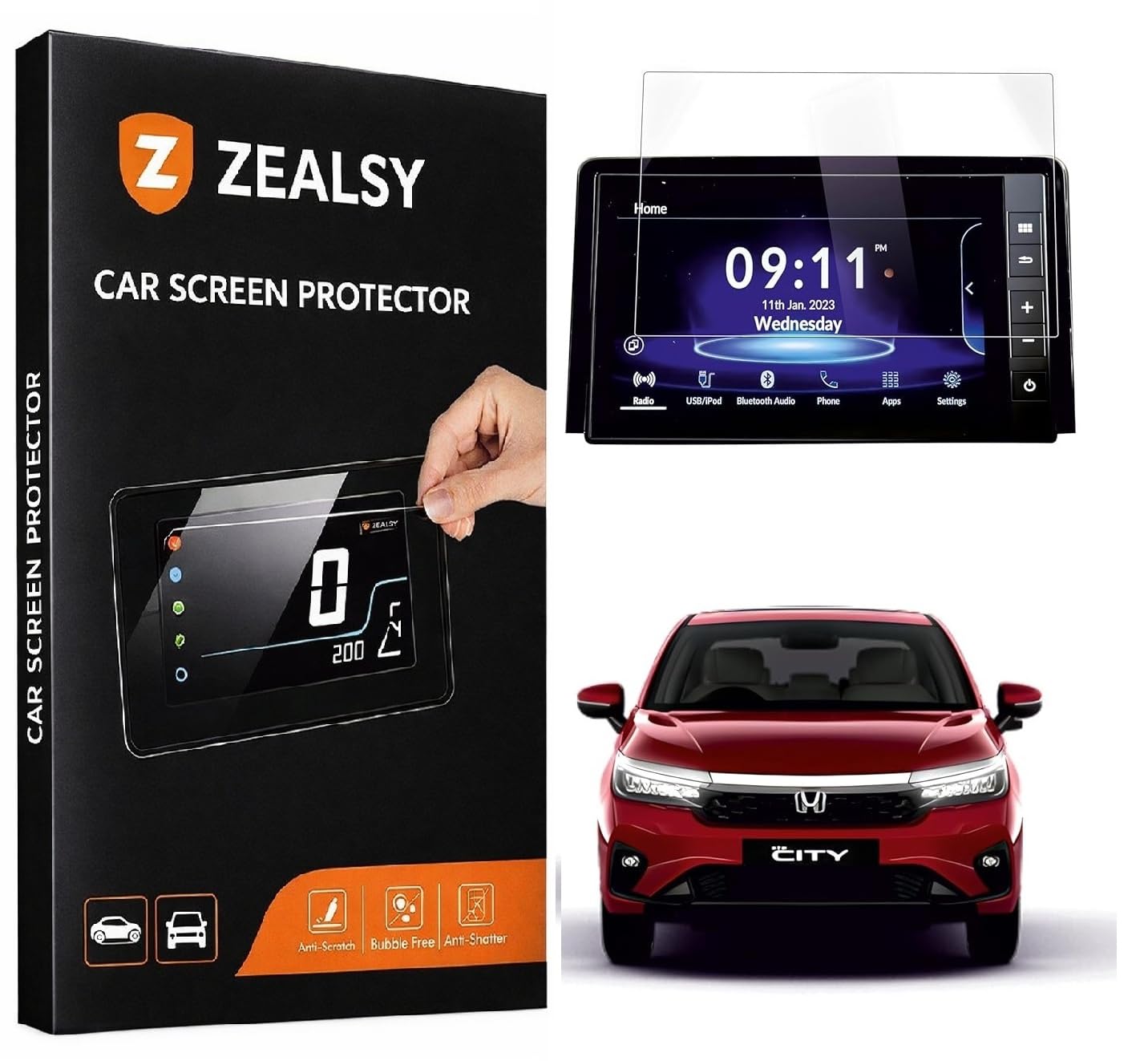 Screen Guard Protector For HONDA CITY 2023 FACELIFT 5TH GEN 8 INCH Infotainment System Touch Accessories-image-44