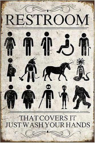 Letrero de metal retro divertido para baño, inodoro y baño, decoración de pared con humor para decoración de pared, regalos para el hogar, bar,
