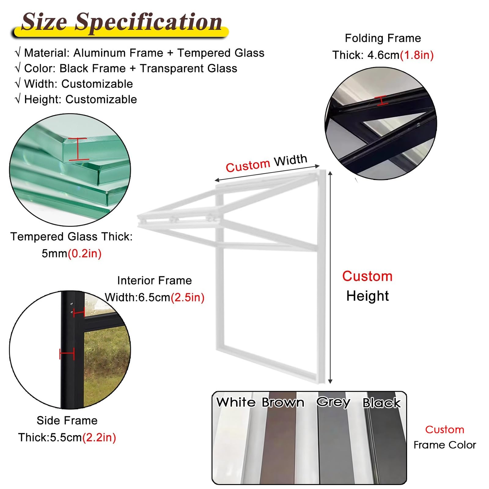 PEYNIR Ventana Ventanas correderas Ventanas Plegables corredizas para concesiones para cafeterías Snacks Tiendas de té con Leche, Personalizables Ventana de Servicio(W36xH32in/91x81cm)