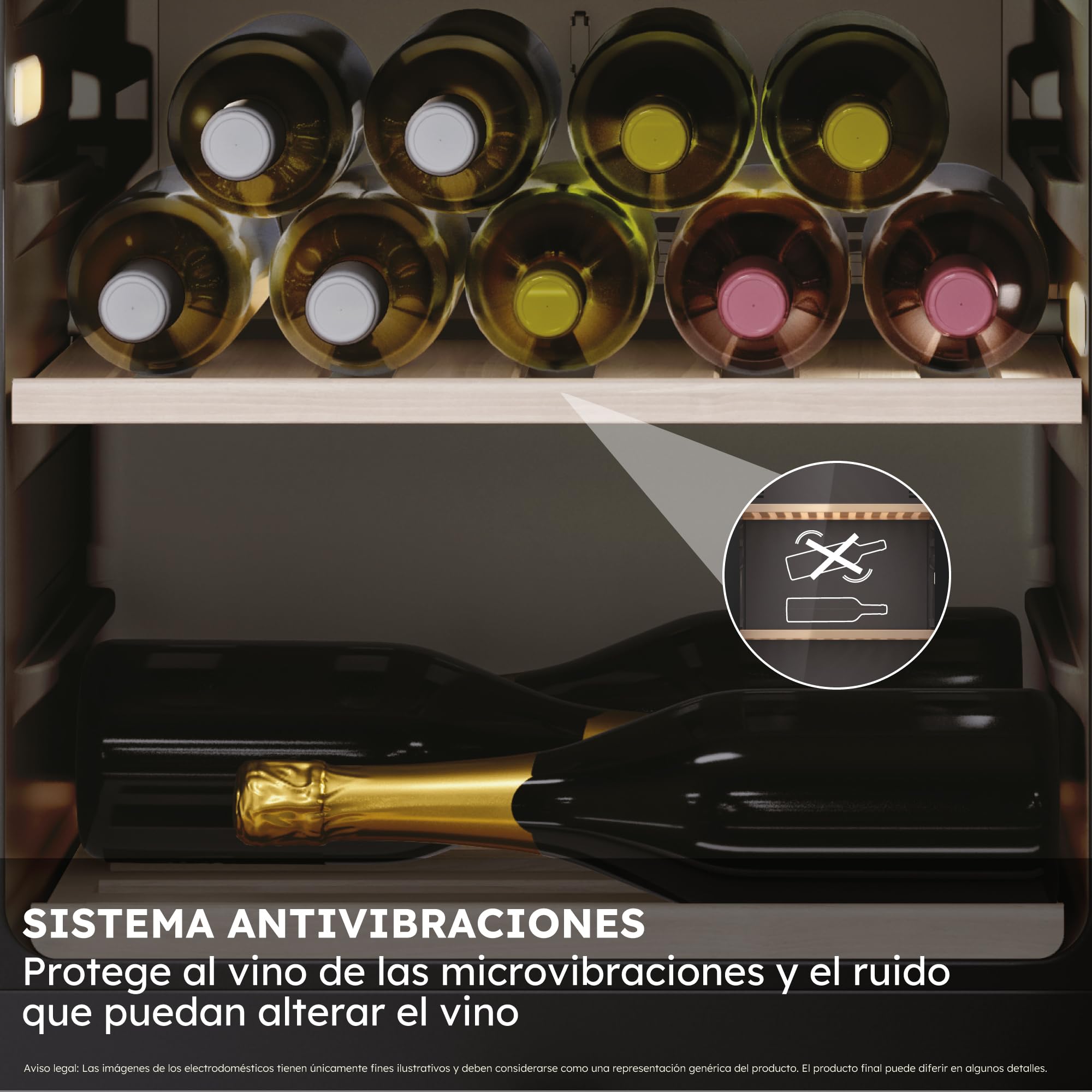 Haier Wine Bank 50 Series 7 HWS77GDAU1 Vinoteca de 77 botellas, WIFI, 2 Zonas, Estantes de madera, Filtro Anti-UV, Filtro de carbón, Refrigeración por Compresor, Display Digital, LED, 37 dbA, Negra