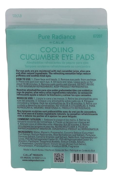 CALA Cooling Cucumber Under Eye Patches, Pre-Moistened Eye Pads with Cucumber Extract, Hyaluronic Acid, Aloe & Vitamin E, 5 Pairs, 10-20 Min Depuffing Eye Treatment