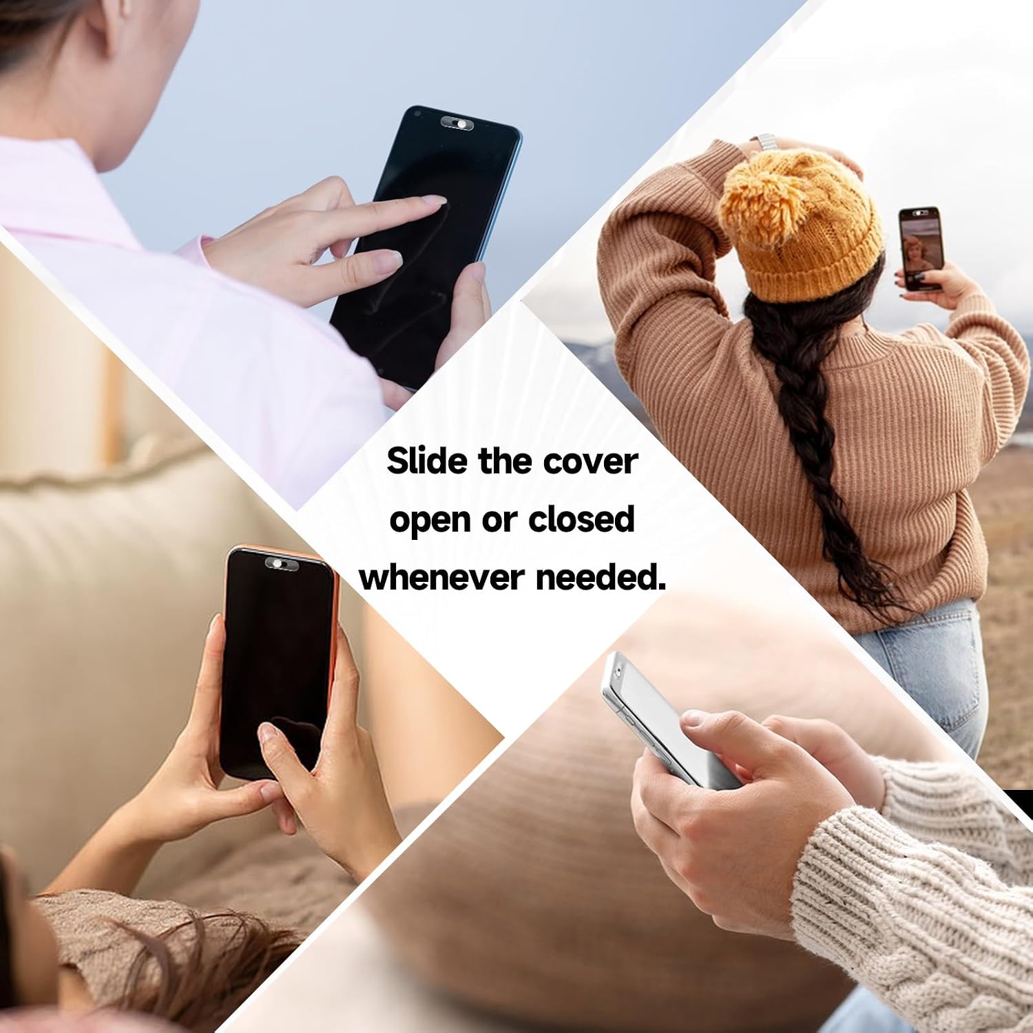 Front Camera Covers Compatible with Galaxy/iPad/Pixel | Smartphone Webcam Cover | Lens Protector, Camera Blocker for Privacy and Safety | 2Pack | Silver