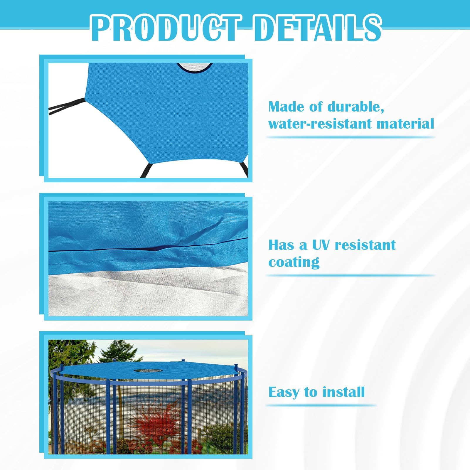 MeYuxg Trampolin Überdachung Abdeckung, 6/8 Stangen Oxford-Stoff Trampolin-Sonnenschutz,UV-Beständige Trampolin Zubehör, für Innenhof, Spielplatz,Outdoor