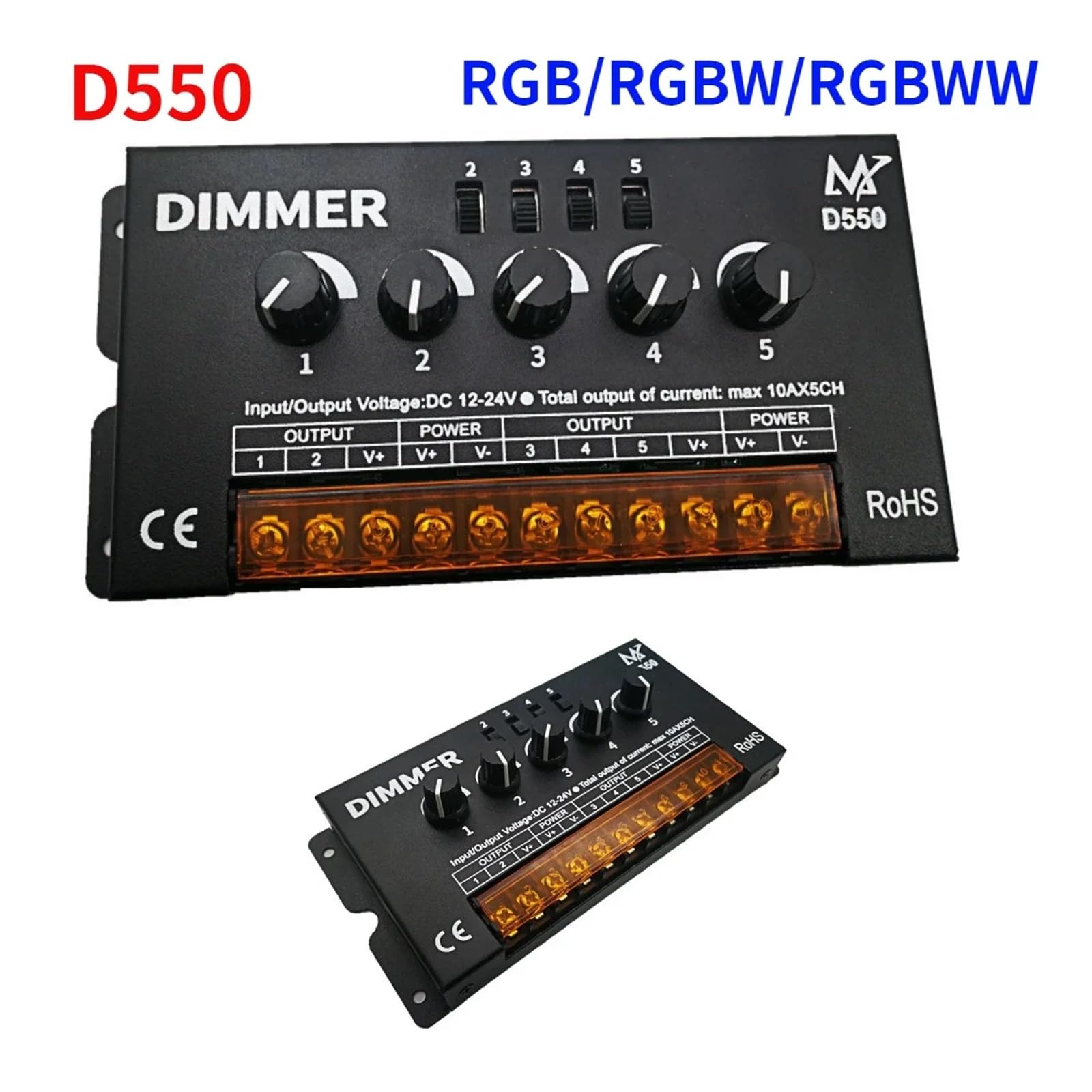 RGBW RGBWW D550 Regulator Ściemniania LED 10 A x 5 kanałów nadaje się do świateł RGB/RGBW/RGBWW/LED moduł taśmy świetlnej