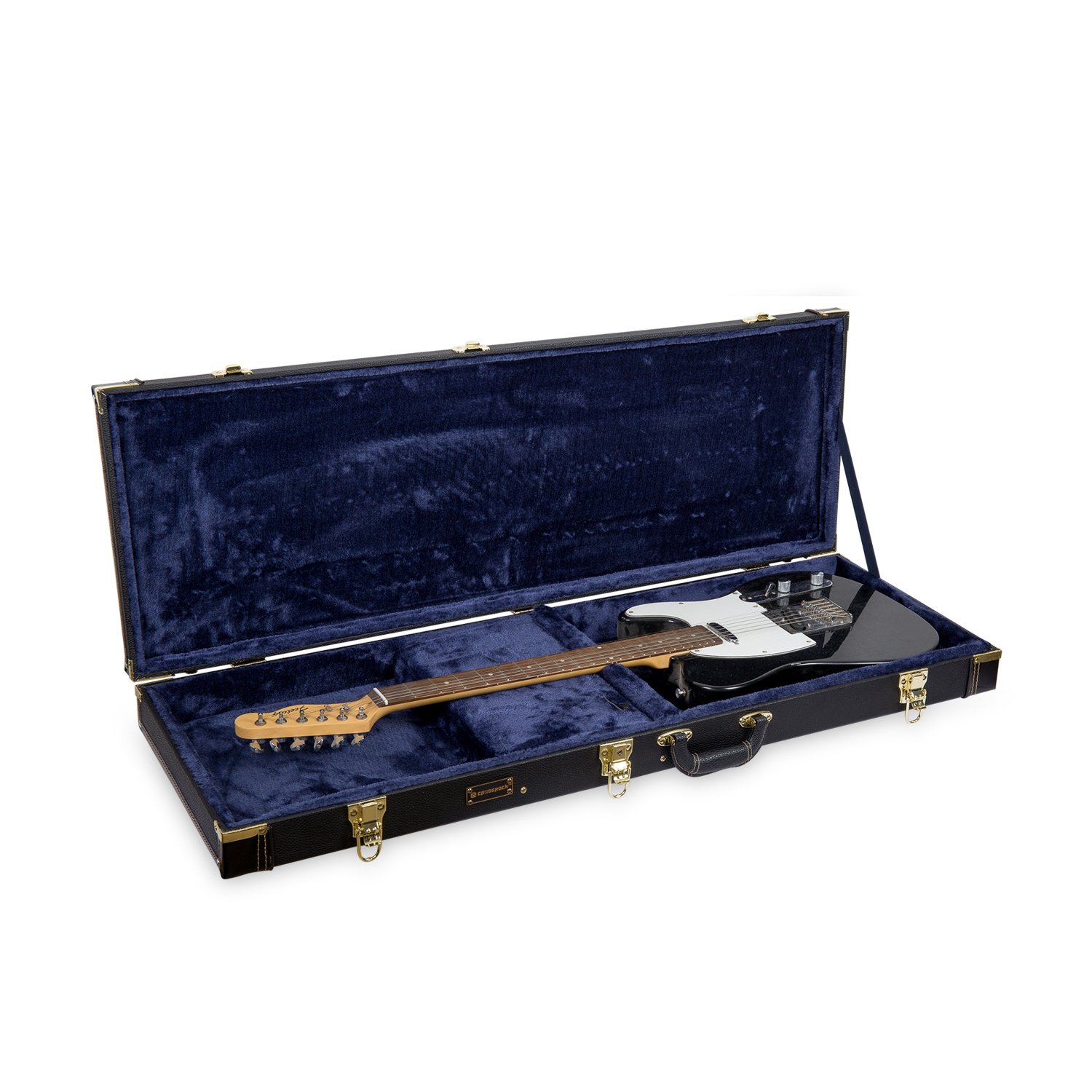 Crossrock CRW600 Deluxe Series E-Gitarrenkoffer aus mehrlagigem Holz, Schwarz