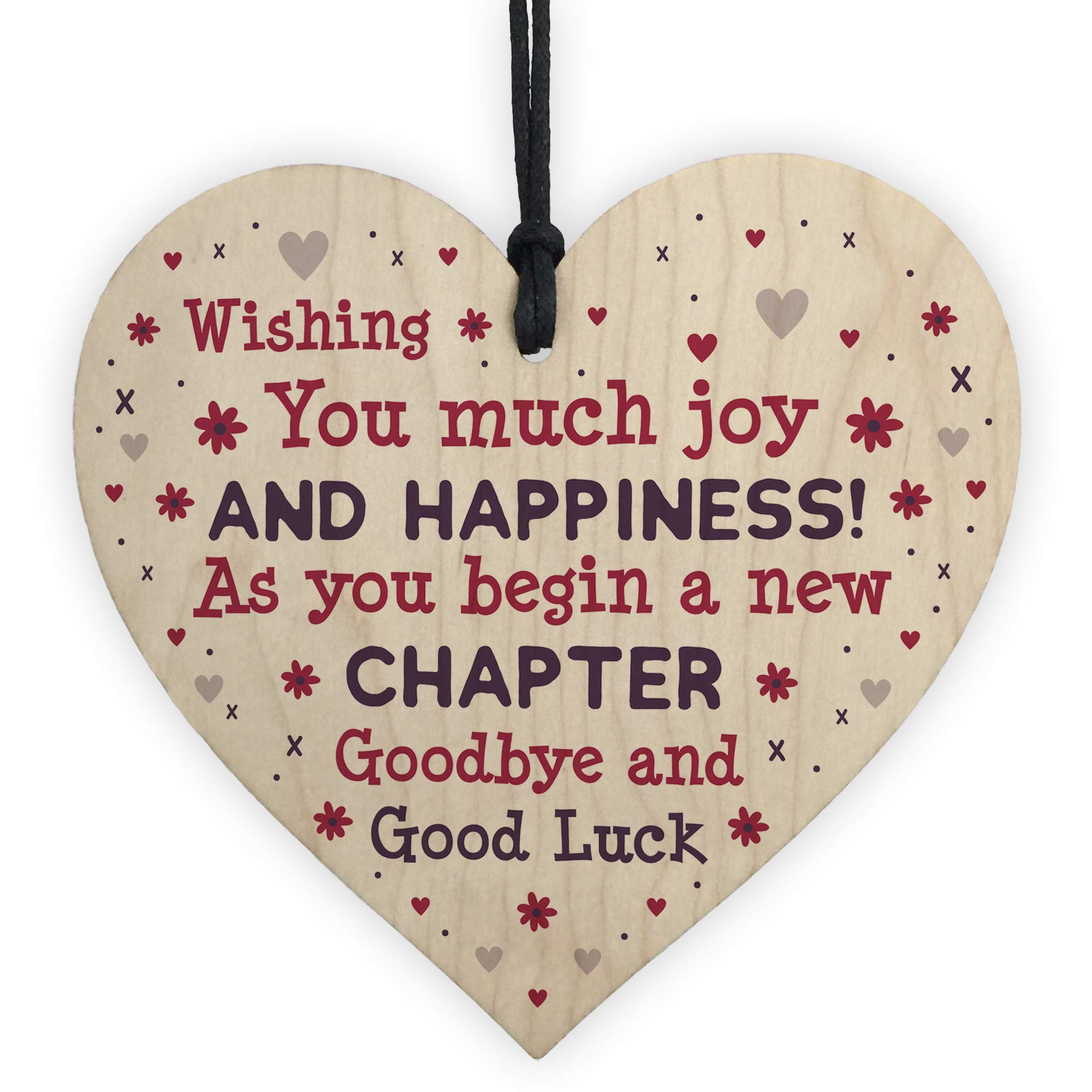 Red Ocean New Job Gift For Colleague Wooden Heart Leaving Good Luck Gift For Friend