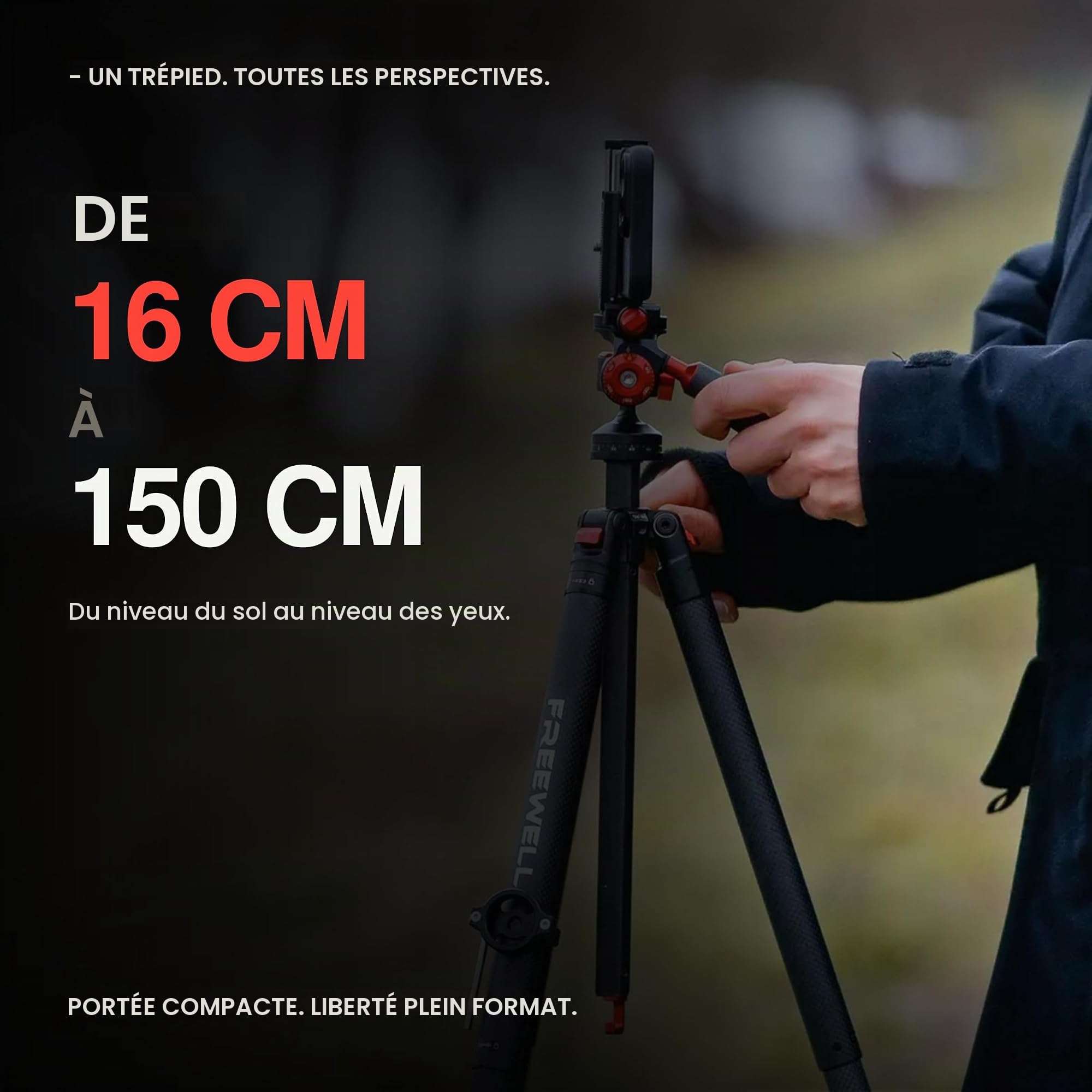 Freewell Trépied Voyage en Fibre Carbone 59.1 Léger 1.98 lbs Photo/Vidéo