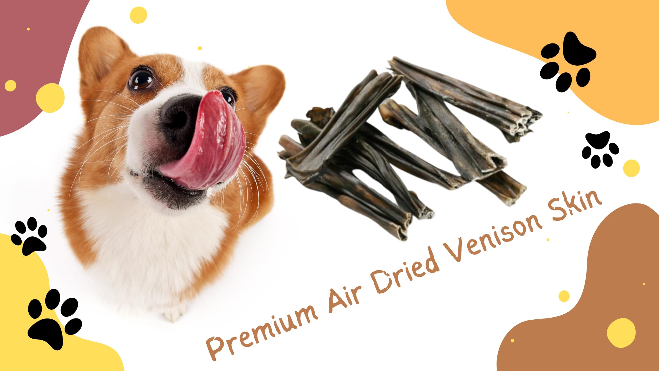 Premium Dried Venison Skin Dog Treats - Natural Teeth Cleaning Chews, Low Calorie, Long Lasting, No Hide Chew for Dogs 200g Pack - Image 4