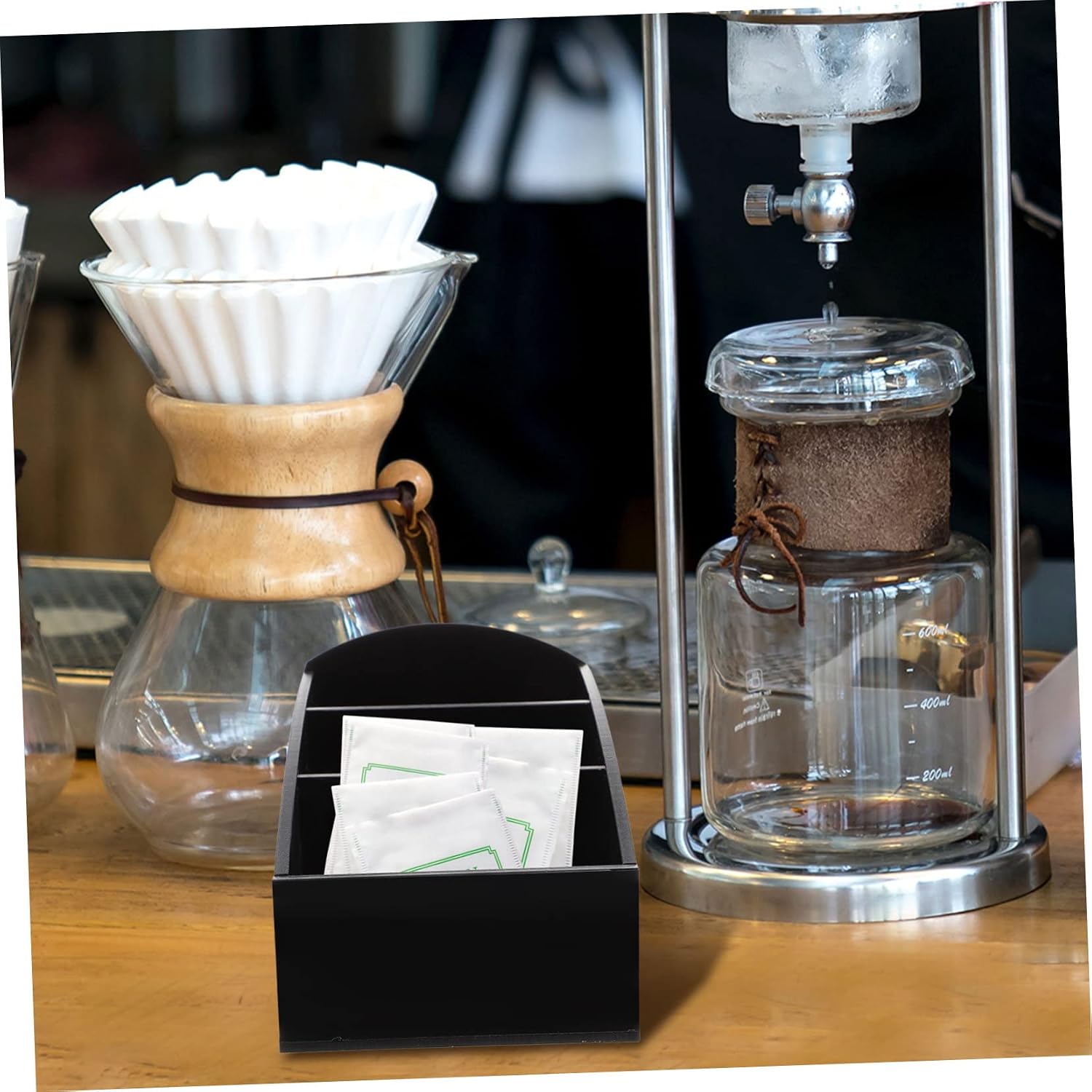 2Pcs Acrylic Tea Bag Organizer Elegant Sugar Packet Holder for Coffee Bar Desktop Storage Multi Functional Box for Home Hotel Restaurant Use Smooth Edges Upscale Design