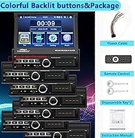 Vista 6 de Podofo Estéreo de coche con pantalla táctil monodinar, pantalla abatible motorizada de 7 pulgadas, radio de coche en unidad principal