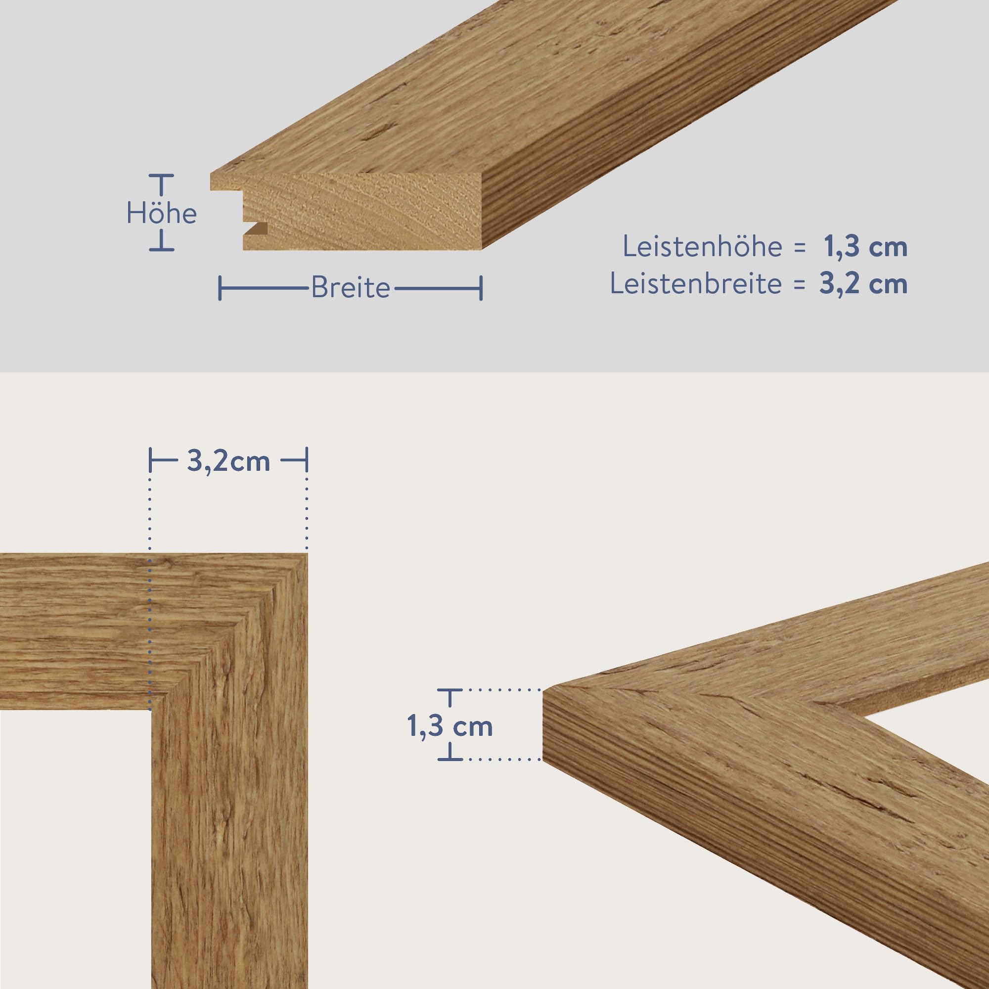 WANDStyle Bilderrahmen 50x70 Eiche, rustikaler Bilderrahmen Holz 50x70 cm | Hochwertiger Holzbilderrahmen, Posterrahmen zum Aufhängen, Rahmen 70x50 cm, Fotorahmen H750 - Made in Germany