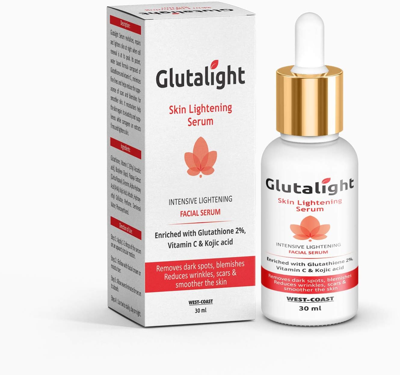 Glutalight Vitamin C Skin Lightening Serum with Kojic Acid (30ml)