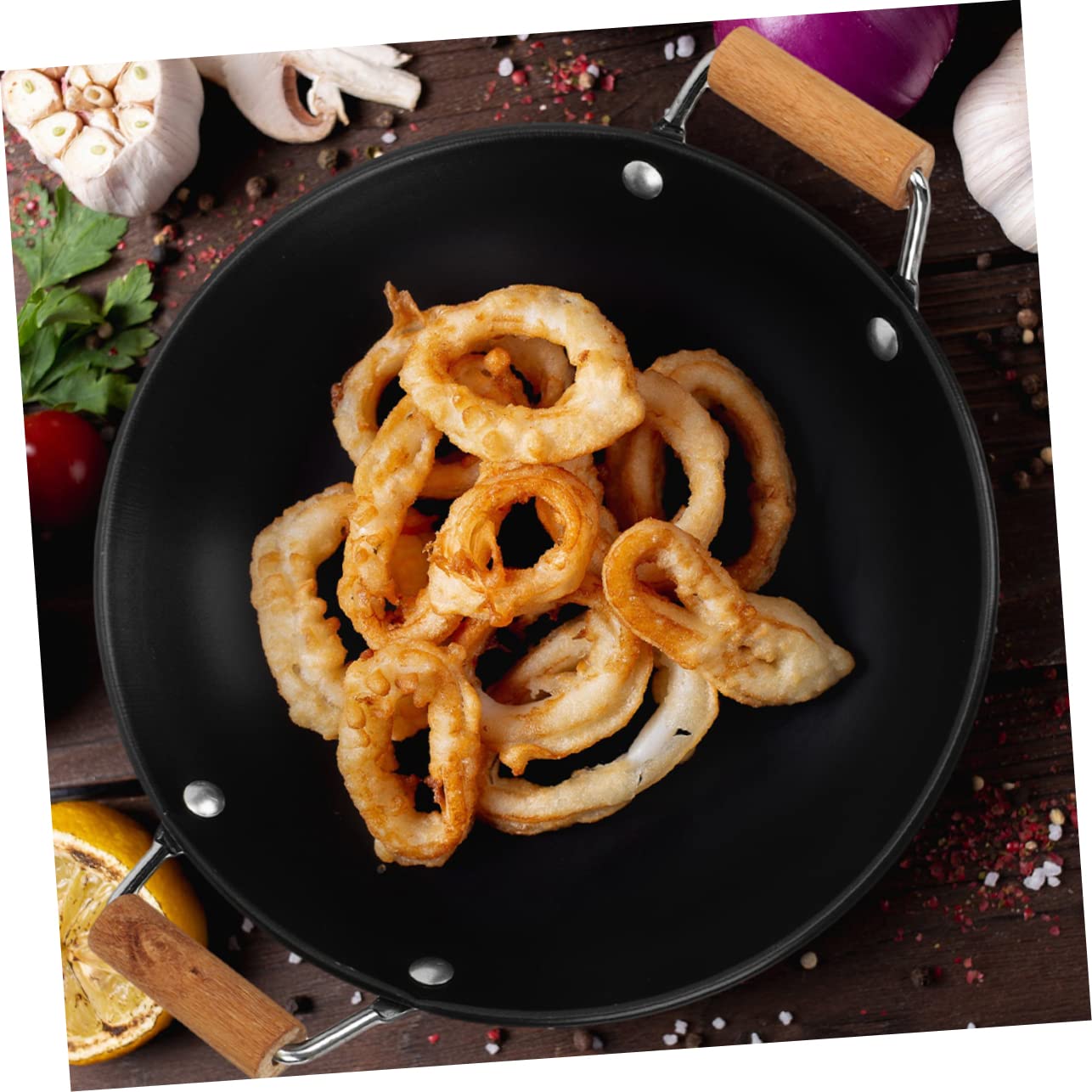 WESIEVYA Edelstahl Wok 20cm Mit Deckel - Doppelgriff Für Gas & Induktion