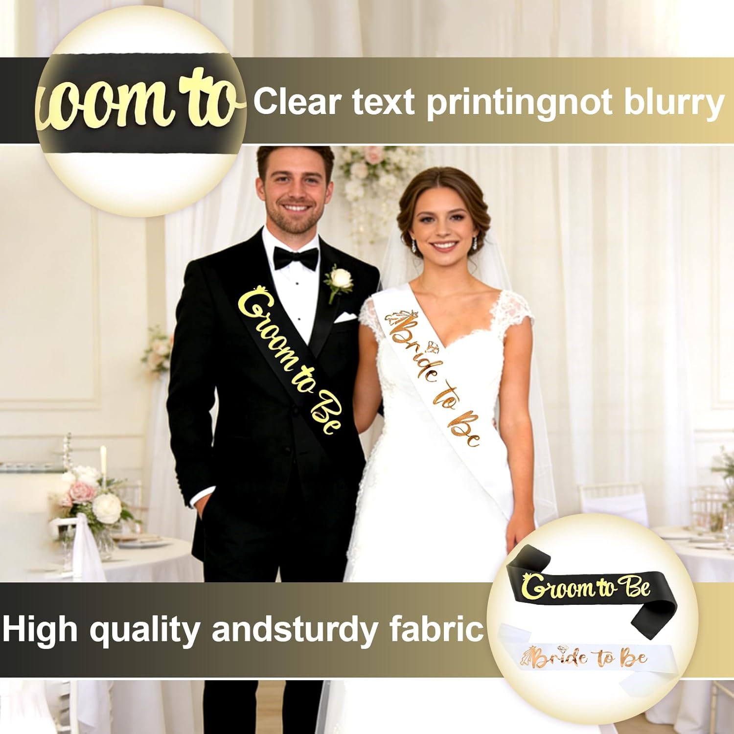 meleg otthon 2 Pcs Bride to Be and Groom to Be Sash Set, Bachelorette Party Decorations for Bachelorette Party, Wedding Day Celebrations, Bridal Photos and Engagement Party Supplies - Image 4