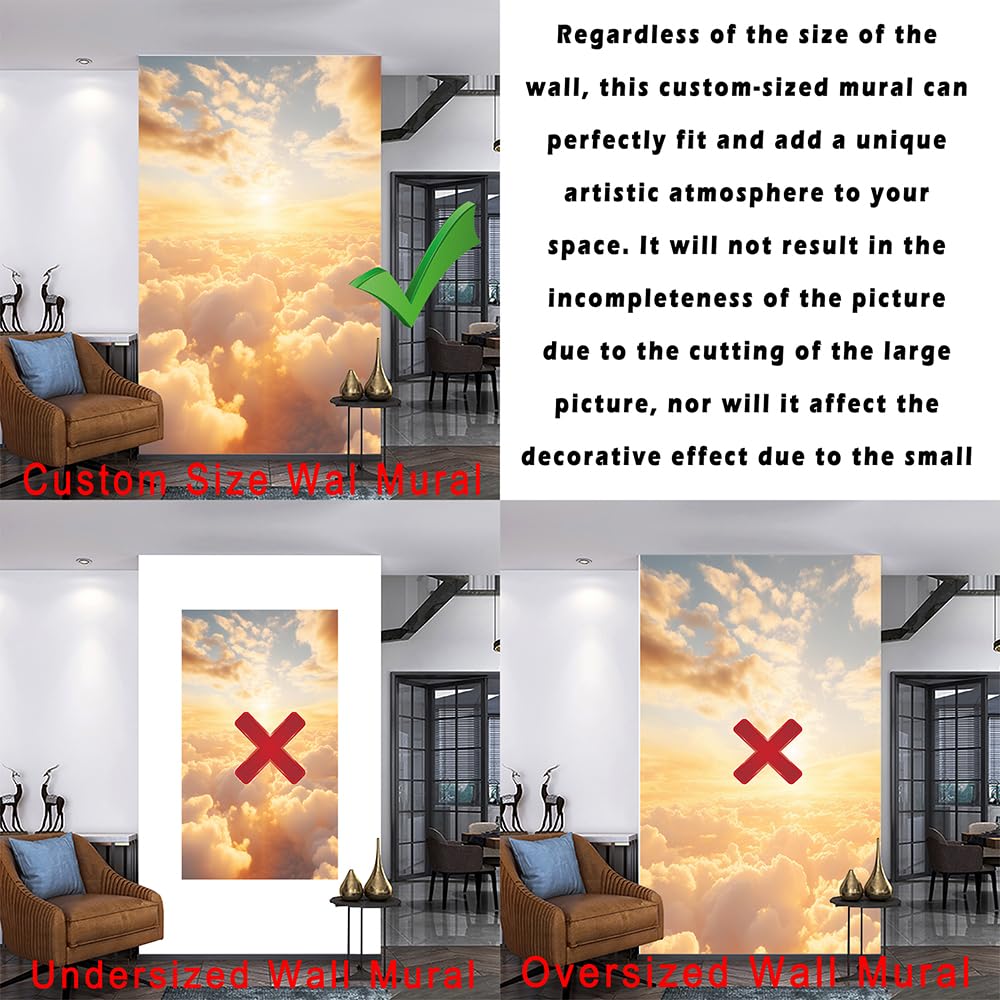 Custom Size Wall Murals - Hand-Painted Clouds, Red Clouds - Self-Adhesive Removable Peel and Stick Wallpaper for Living Room