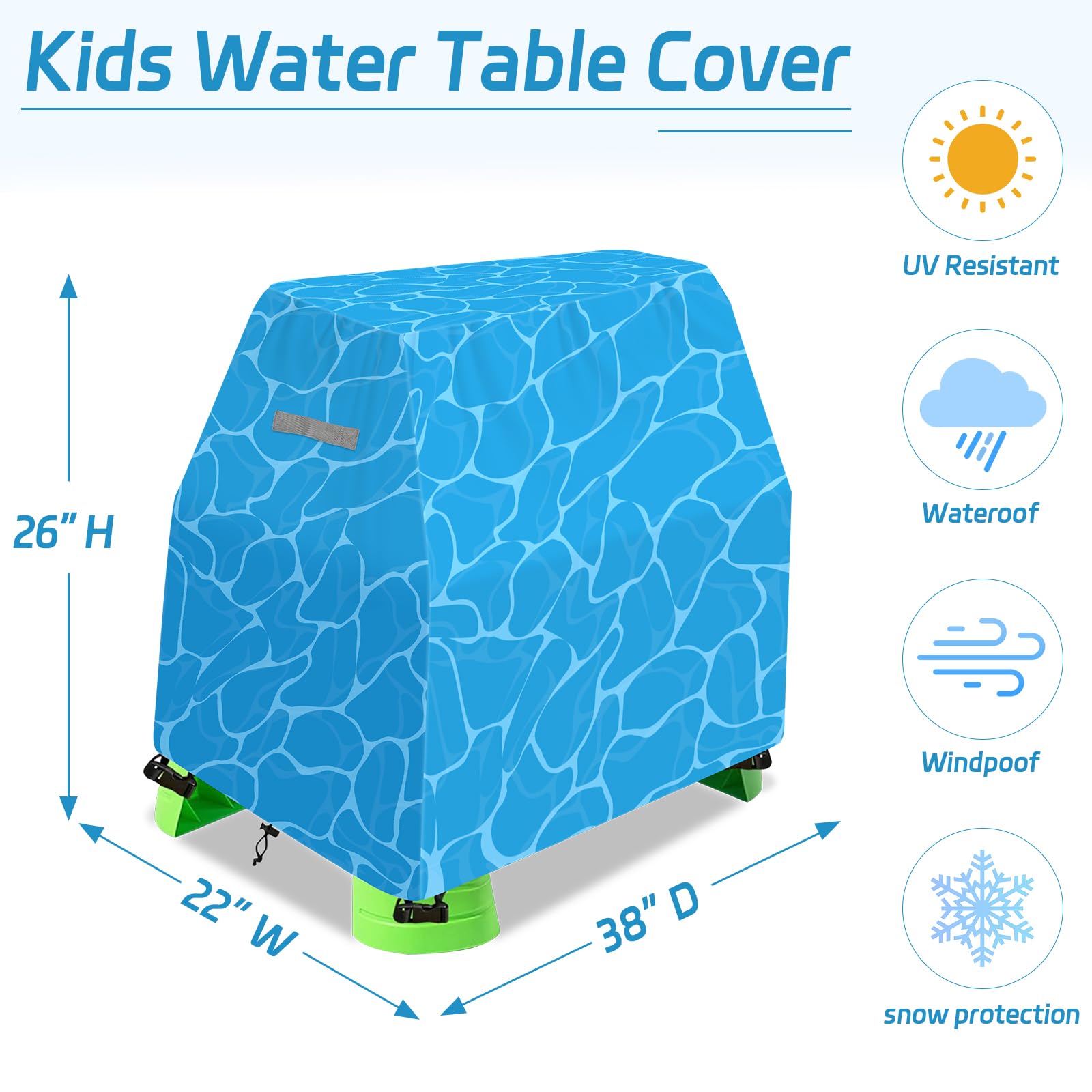 Kids Water Table Cover Fit Step 2 Rain Showers Splash Pond Water Table, Under the Sea Toys Cover Waterproof Dust Proof Outdoor Toys for Toddlers 1-3