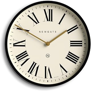 NEWGATE® Universal Wall Clock | Large Modern Classic Clock | 17 inch | Deep matt Black Metal case | Roman Numerals | Classic Style for Kitchen, Living Room or Office
