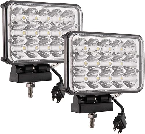 Lightronic Luz antiniebla LED rectangular de 4 x 6 pulgadas para Jeep, camión y tractor, 6000 K blanco frío, haz combinado de inundación y punto,