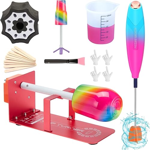 HXH Cup Turner for Crafts Tumbler,Electric Resin Mixer,Tumbler Cup Spinner,Glitter Powder,Epoxy Resin kit for Tumblers for Beginners with Foam