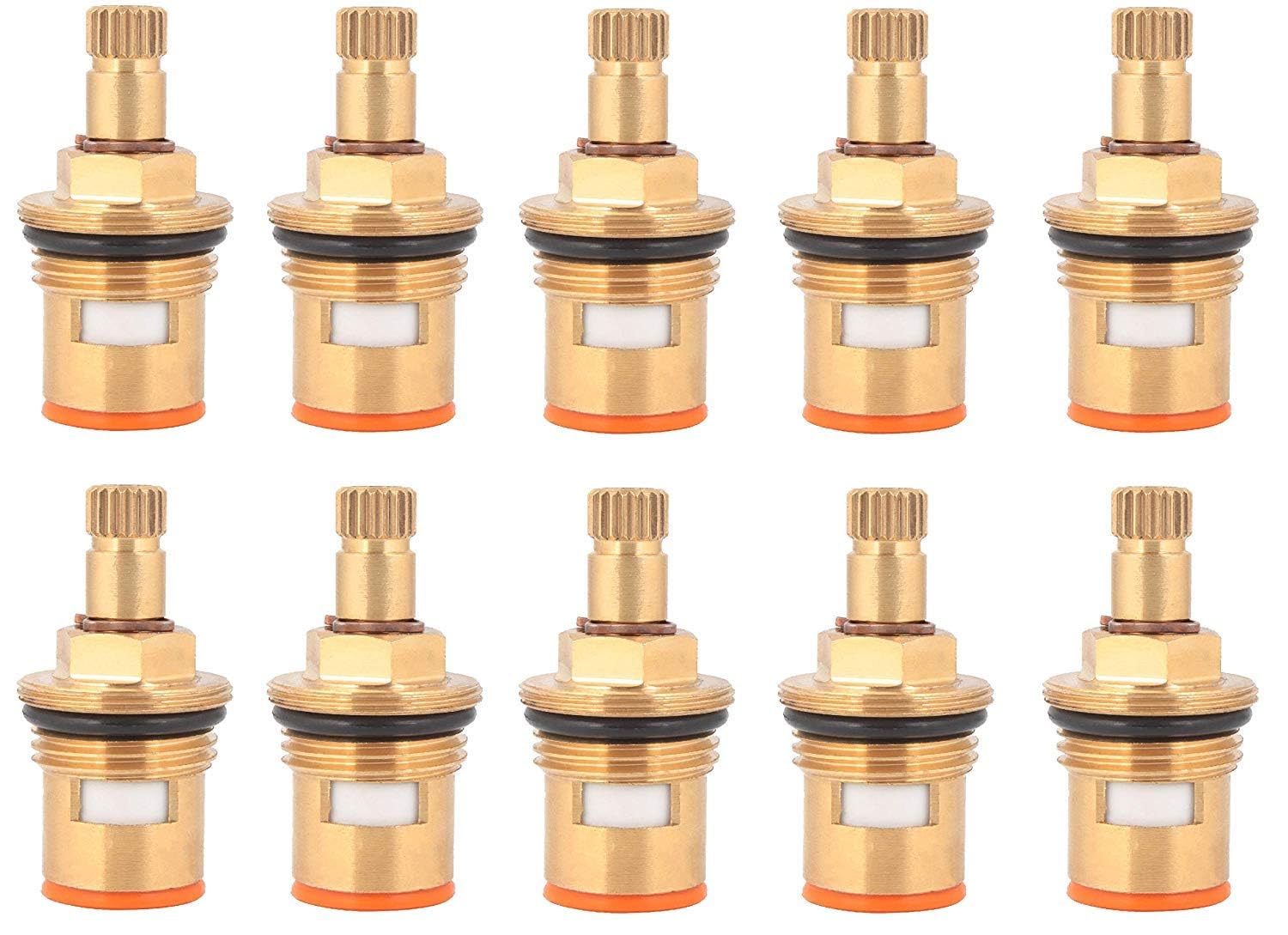 Brass Ceramic Disc 1/2-inch Cartridge Quarter Turn Faucet Valve for Hot and Cold Bathroom Kitchen Tap - Set of 10 Nos (B0CBMBYFR1) Amazon Price History, Amazon Price Tracker