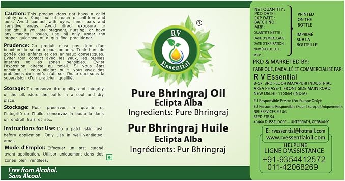 R V Essential Reines Bhringraj Öl 1250ml (42 Unzen) - Eclipta Alba (100% reine und natürliche seltene Herb Series) Pure Bhringraj Oil