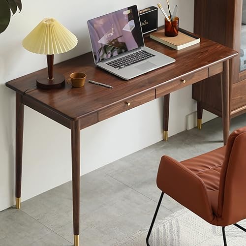 Miniatura 2 de Escritorios de oficina de nogal para computadora escritorio de escritura con cajón mesa de oficina para el hogar sala de estar dormitorio estable y