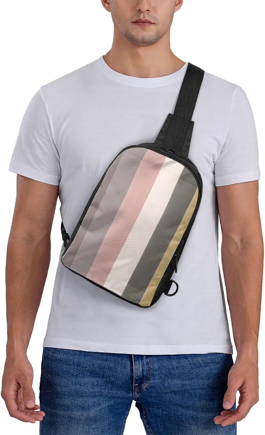 A Warm And Rustic Colour Scheme Adjustable Strap Large Capacity Double Layer Crossbody Chest Bag 7.7x2.4x11.8in For Camping Travel Daily Leisure Activities, Black