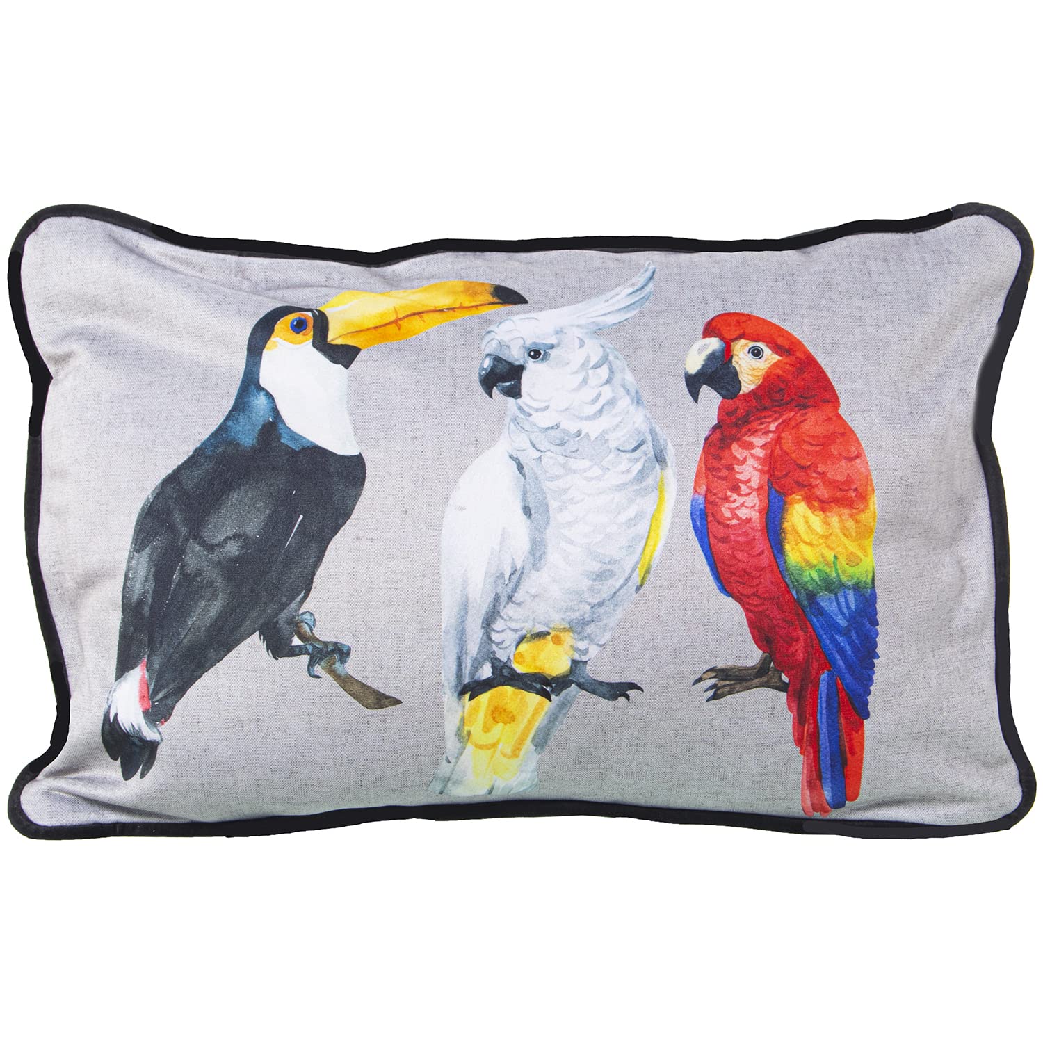 Coussin oiseaux velours 30x45 cm haut de gamme DRW rectangle