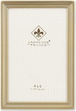 Lawrence 11446 Antique Brass 4x6 Picture Frame - Bead Border Design
