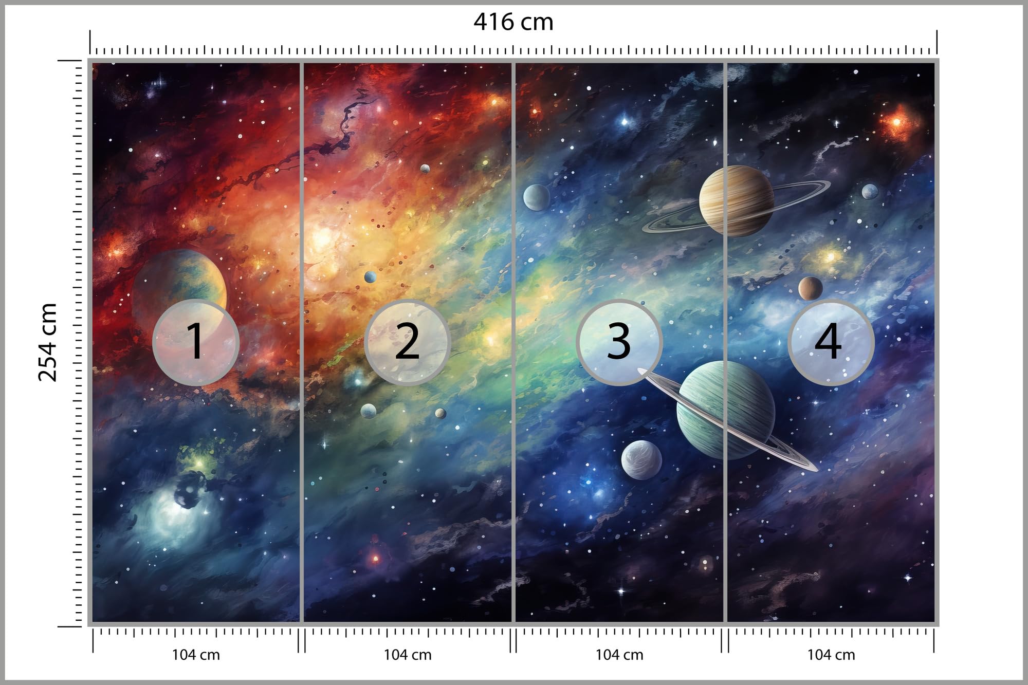 Muralo Papel Pintado en TNT 3D, Galaxia - 416x254 cm