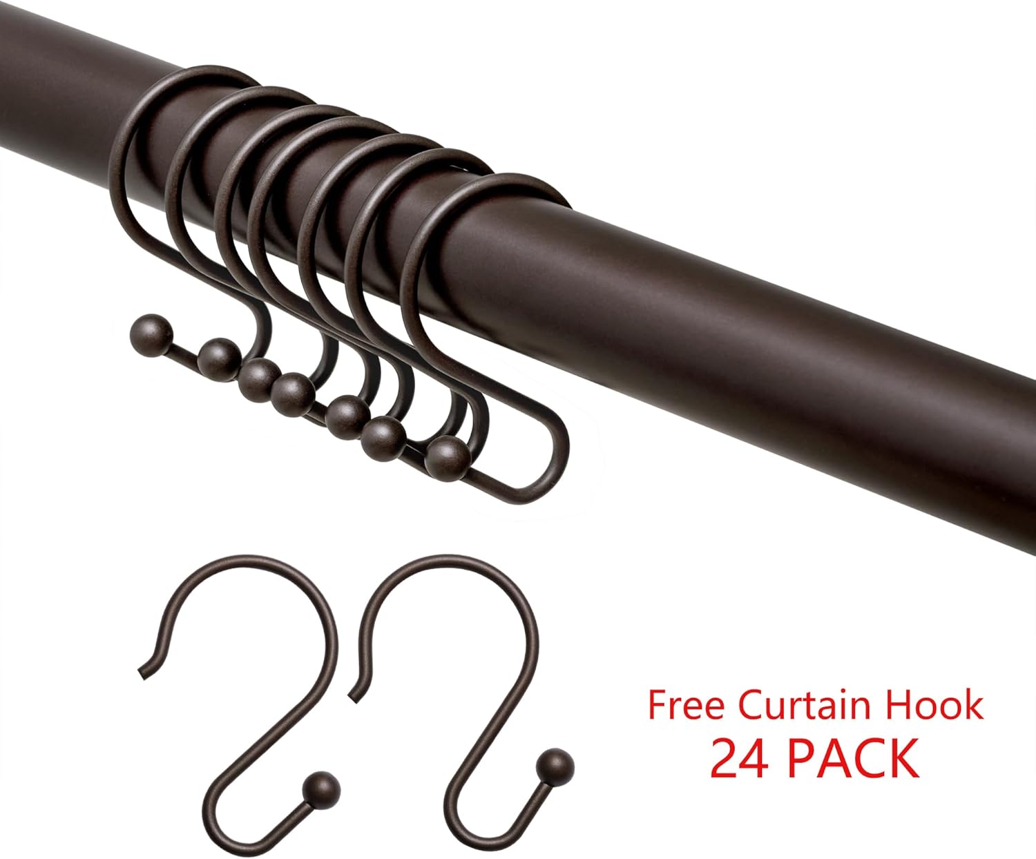 Utopia Alley Rustproof Wall Mounted Aluminum Double L Shaped Shower Curtain Rod 72" L x 31.7" W, with 24 Shower Hooks included & Ceiling Support (Oil Rubbed Bronze)