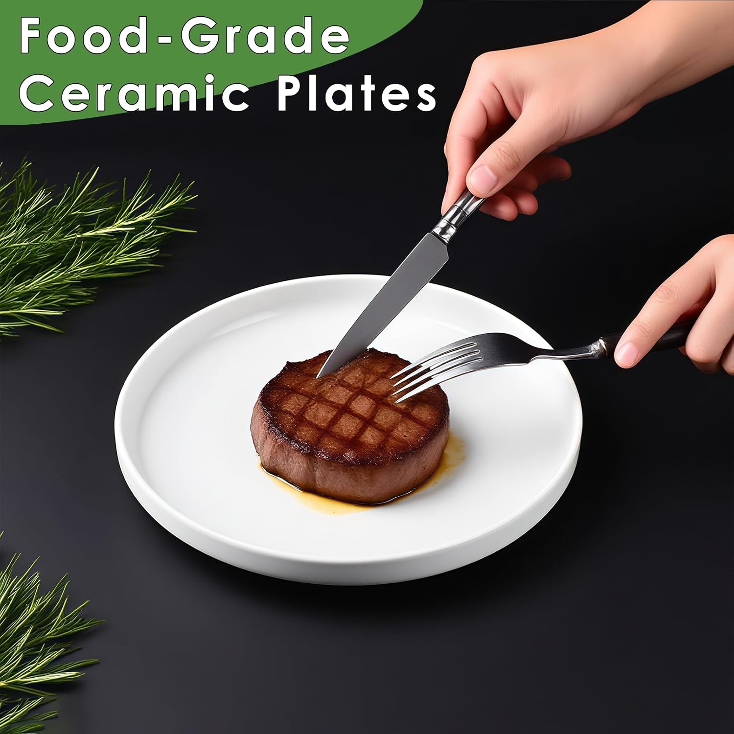 Set Of 6 10 Inch White Dinner Plates, Round
