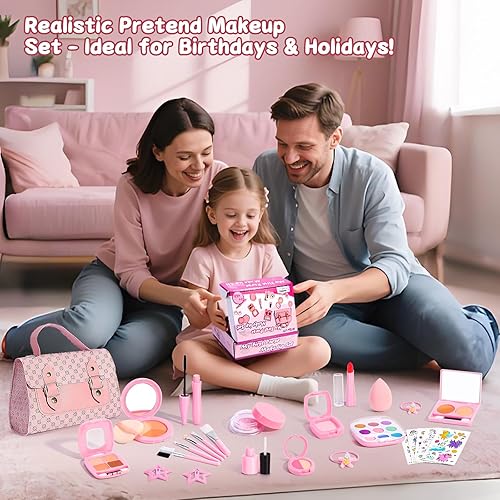 Miniatura 8 de Juego de maquillaje para niños de 3 a 5 años, kit de maquillaje falso para niños pequeños, kits de maquillaje para niñas pequeñas de 4 a 6, juguetes