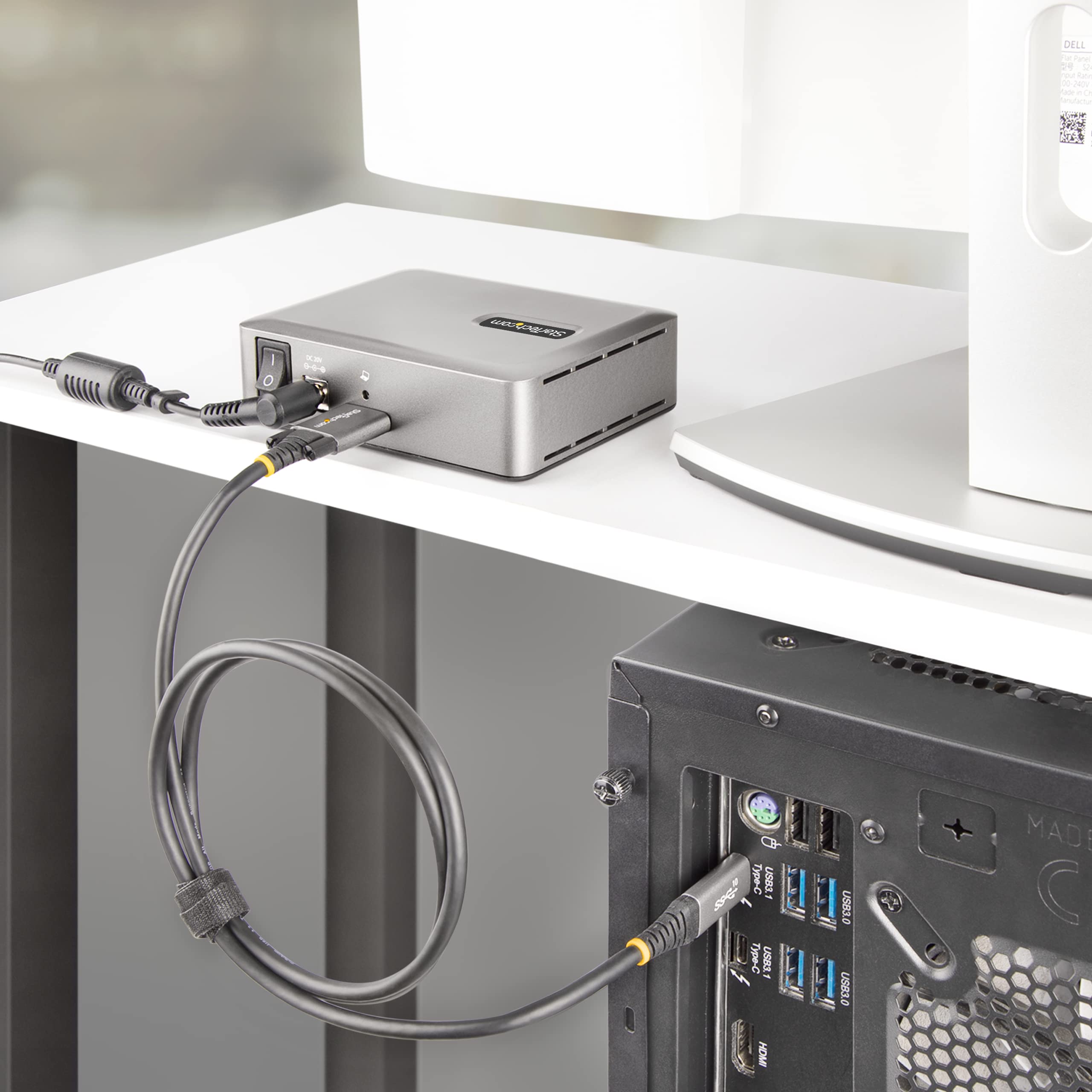 StarTech.com 7-portowy koncentrator USB-C - 5 x USB-A/2 x USB-C - samoczynnie zasilany z zasilaczem 65 W - USB 3.1 10 Gb/s, koncentrator USB do komputera stacjonarnego/laptopa z kablem blokującym z certyfikatem USB-IF - rozdzielacz USB C (10G5A2CS-USB-C-H