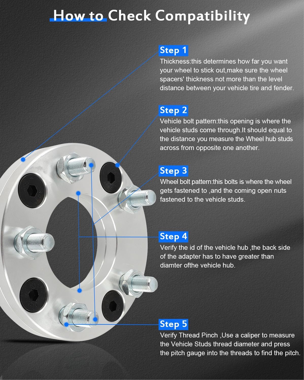 ECCPP Change bolt pattern from 4x4.5 to 5x4.5 Wheel Adapters Conversion 1 inch 4 lug Fit for ford mustang: 1965-1973