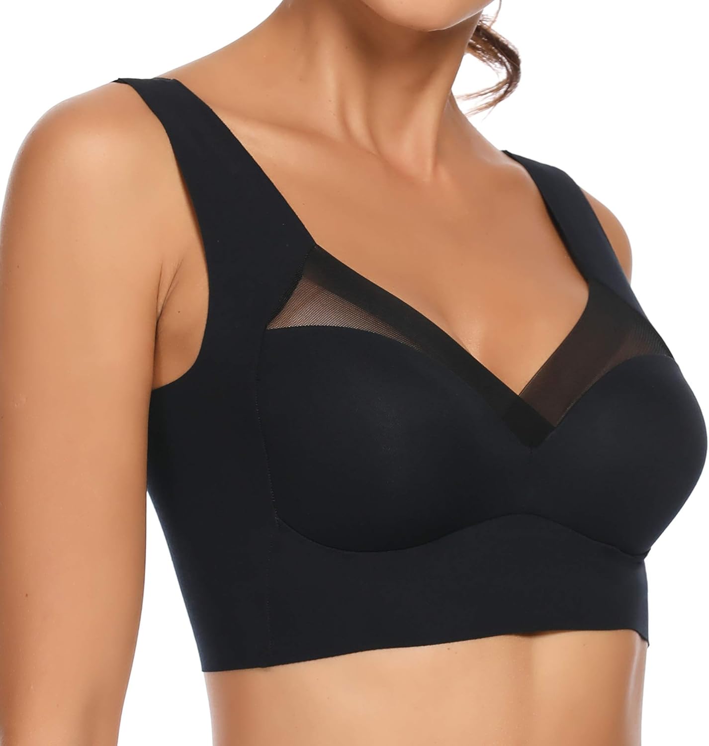WOWENY Seamless Bras for Women Sleep Leisure Sports Yoga Bra Padded Wireless Thin Soft Comfy Pullover Tops Plus Size - Image 2