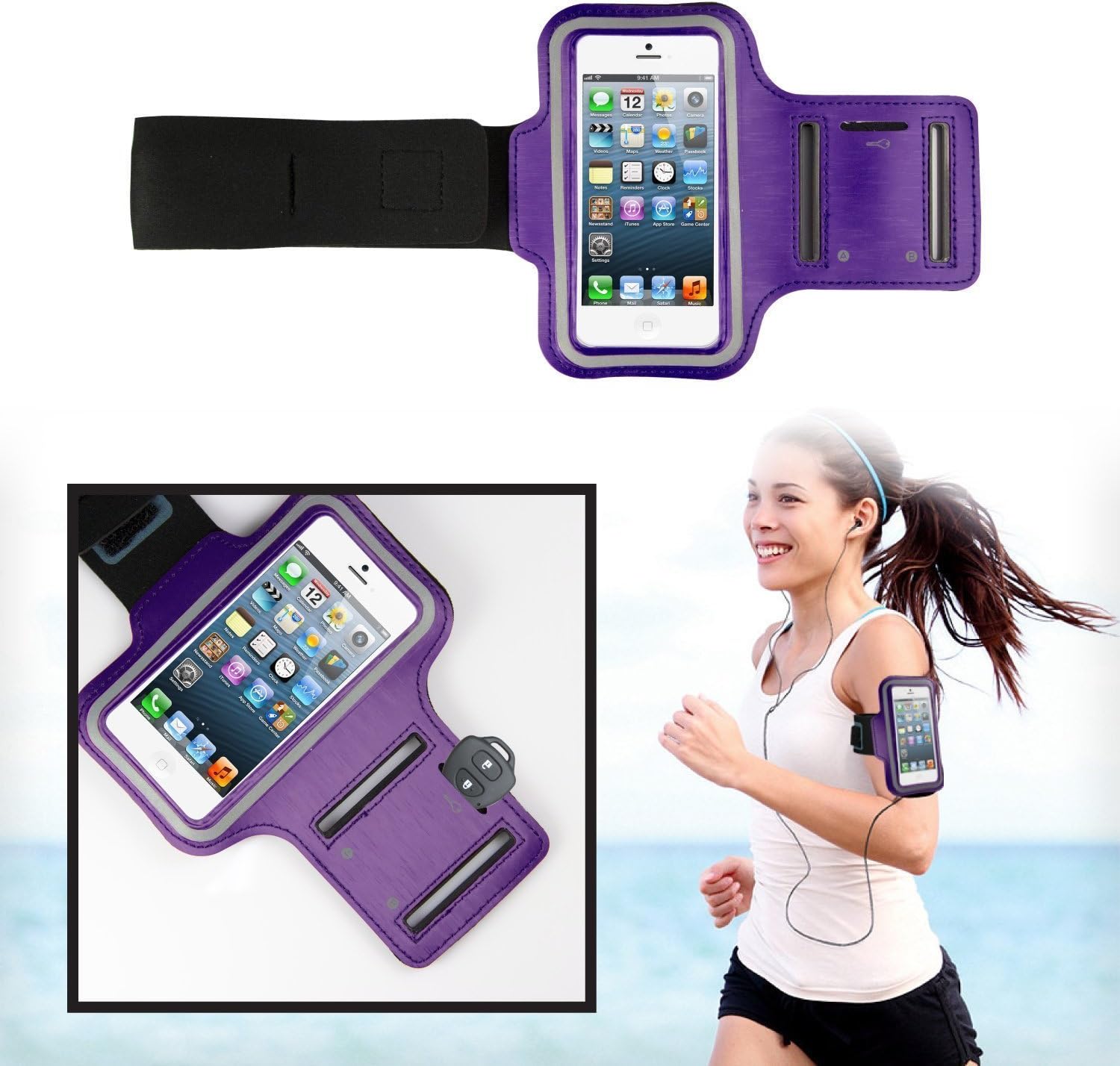 Tfboys Sports Armband for Iphone 6s Plus / 6 Plus, Galaxy Note 5 / 4 / 3 / Galaxy S6 Edge Plus - Key Holder Slot, Water Resistant, Sweat-proof, Perfect Earphone Connection