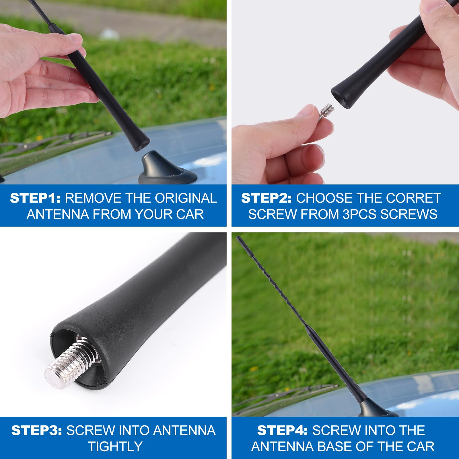Antenne Voiture Universelle 28 Cm FM DAB - Réception Optimale, Filetage M4/M5, Caoutchouc Résistant Aux UV, Pour Améliorer La Radio Auto