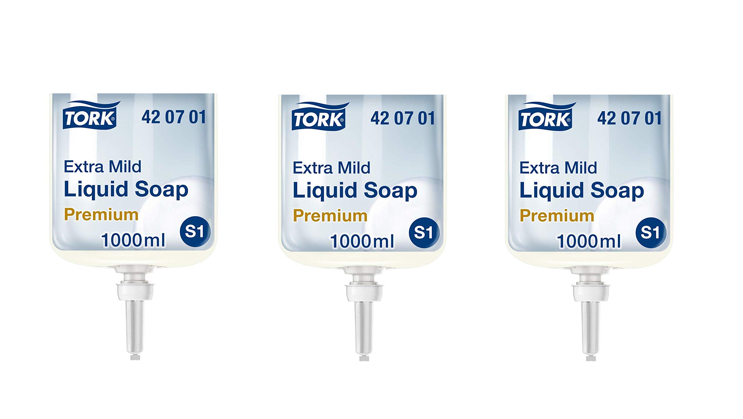 Tork 420701 extra milde Flüssigseife Premium für Tork S1 Seifenspendersysteme/Extra milde Handseife in Weiß mit sanften Inhaltsstoffen für empfindliche Haut / 1 x 1000ml (3)