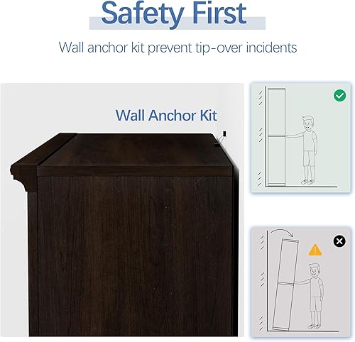 Miniatura 4 de blini Estantería alta de madera de 5 estantes de 33 pulgadas de ancho para almacenamiento de pie de 70 pulgadas de color cereza oscura para oficina