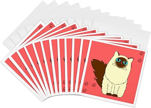 3dRose Himalayan - Tarjetas de felicitación de pelo largo / gato persa con estampado de patas, 6 x 6 pulgadas, juego de 12 (gc_6112_2)
