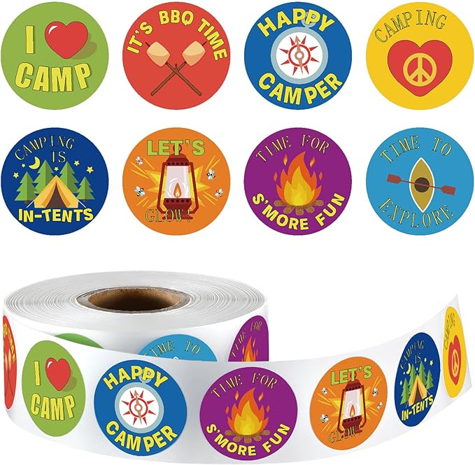 Geyoga 1000 Pcs Camping Stickers for Kids - I Love Camp