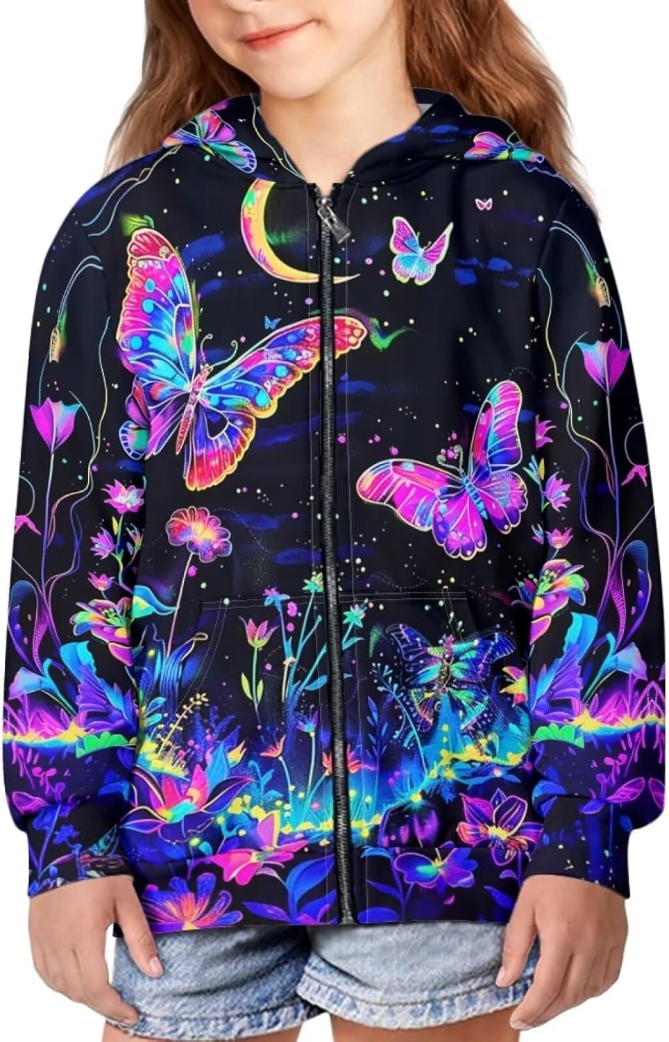 HELLHERO Kids Zip Up Hoodie Fashion Sweatshirt for Girls Boys Size 6-16 Years Old