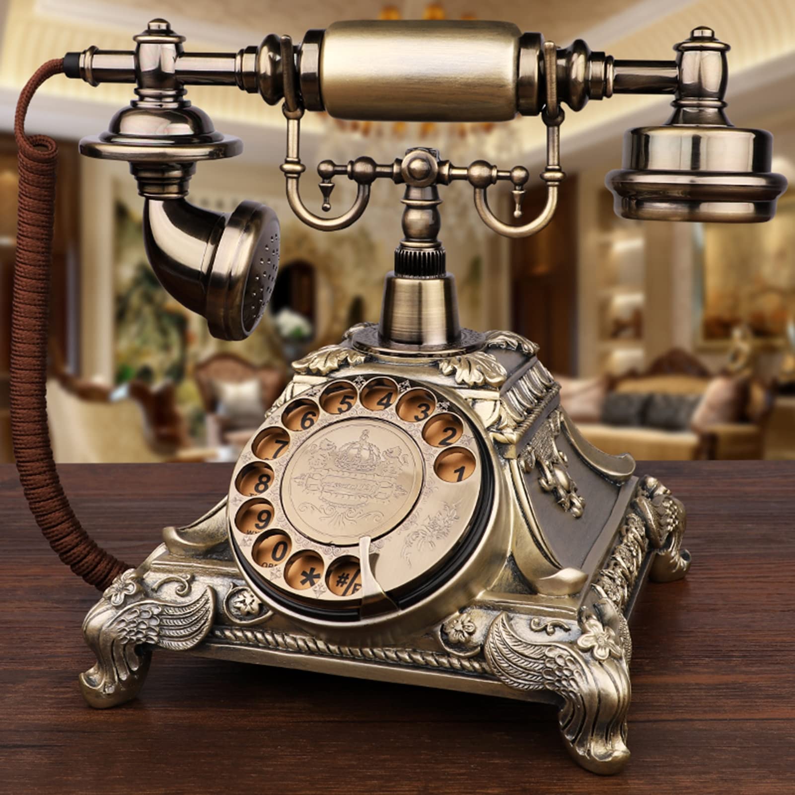 Telefono, Telefono retrò a Disco, Telefono retrò Classico, Telefono Fisso in Stile Vintage, Telefono Fisso per casa e Ufficio, Telefono da scrivania con quadrante Rotante Vecchio s