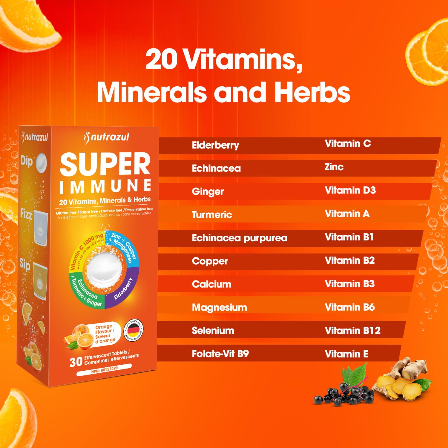 nutrazul Super Immune 30 Effervescent Tablets, 20 Vitamins & Minerals — Amazon image 2